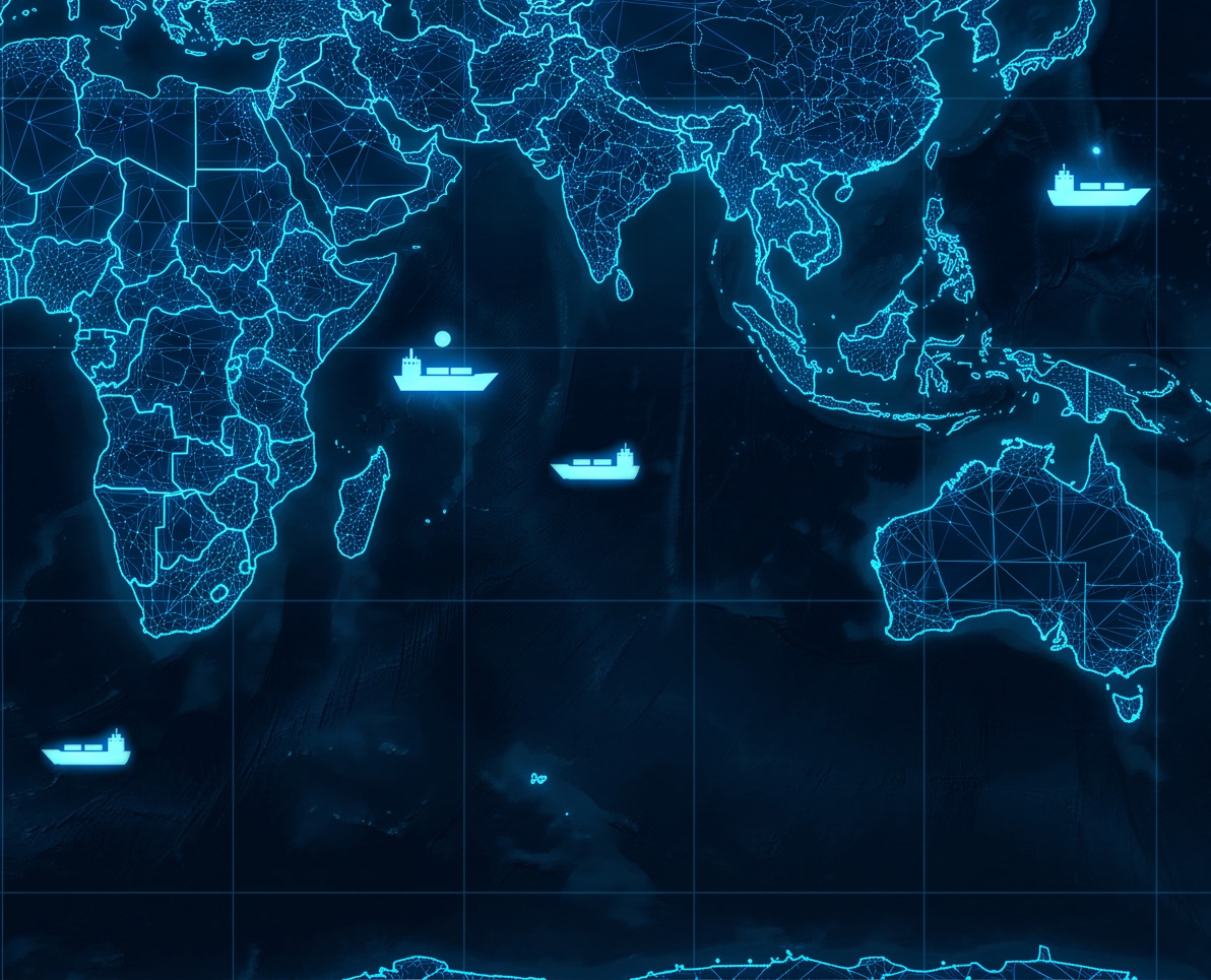 Fleet map showing tracked vessel positions with CetaNAV